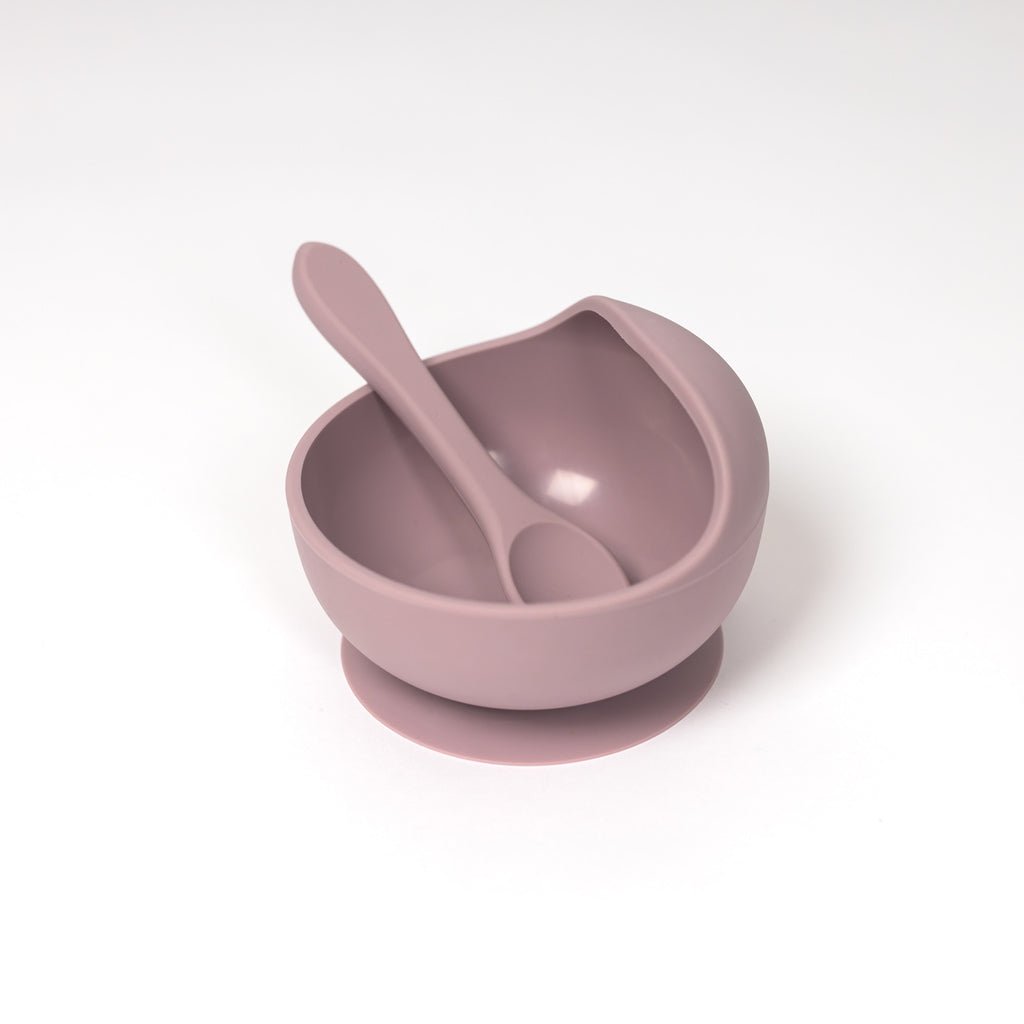 Lil North Co. Pale Mauve Silicone Suction Bowl and Spoon Set - Princess and the Pea