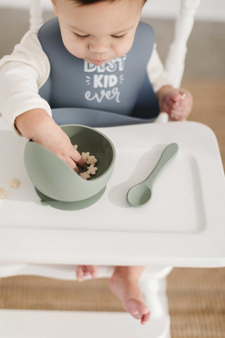 Lil North Co. Sage Silicone Suction Bowl and Spoon Set - Princess and the Pea