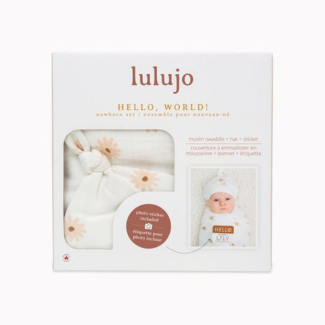 Lulujo Hello World Hat & Swaddle Sets - Daisy - Princess and the Pea