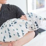 Lulujo Hello World Hat & Swaddle Sets - Navy Triangles - Princess and the Pea