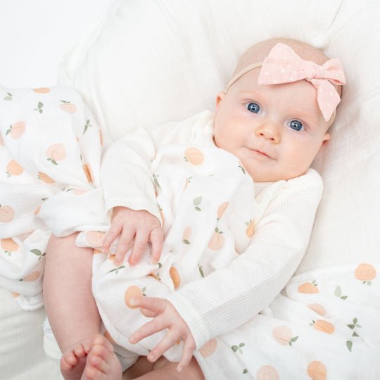 Lulujo Hello World Hat & Swaddle Sets - Peaches - Princess and the Pea