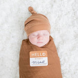 Lulujo Hello World Hat & Swaddle Sets - Tan - Princess and the Pea