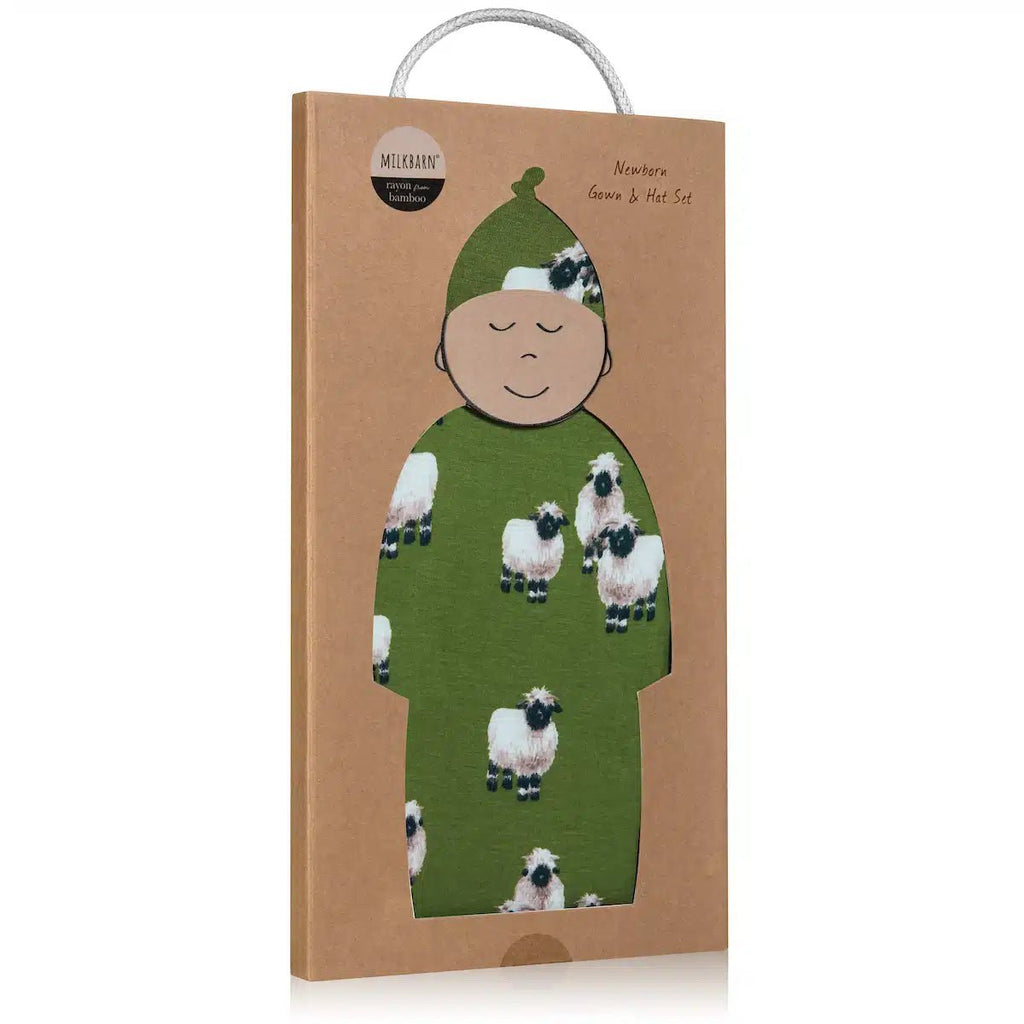 Milkbarn Valais Sheep Bamboo Newborn Gown & Hat Set - Princess and the Pea