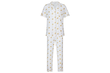 Nest Designs Women's Bamboo Jersey Short Sleeve Button-up PJ Set - The Lion & The Mouse - Princess and the Pea