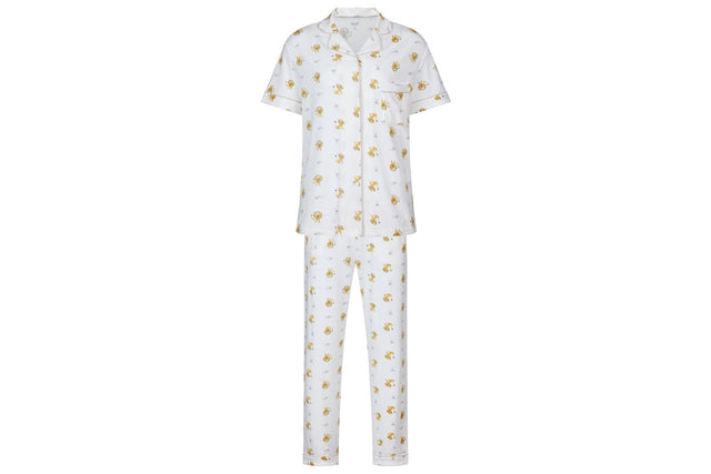 Nest Designs Women's Bamboo Jersey Short Sleeve Button-up PJ Set - The Lion & The Mouse - Princess and the Pea