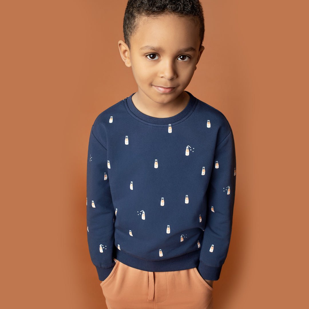 Orange Pop Print on Blue Sweatshirt - Princess and the Pea