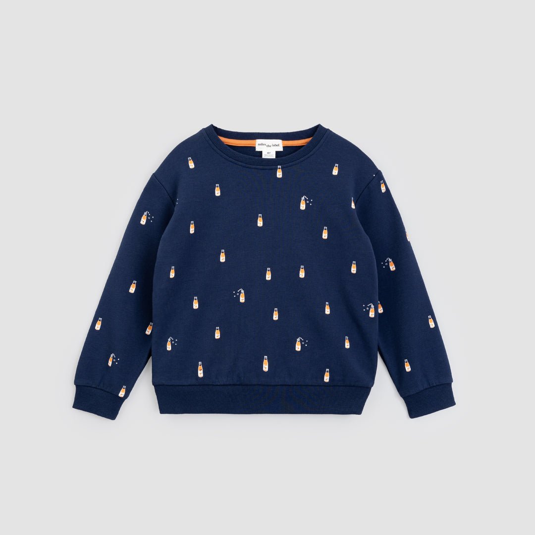 Orange Pop Print on Blue Sweatshirt - Princess and the Pea