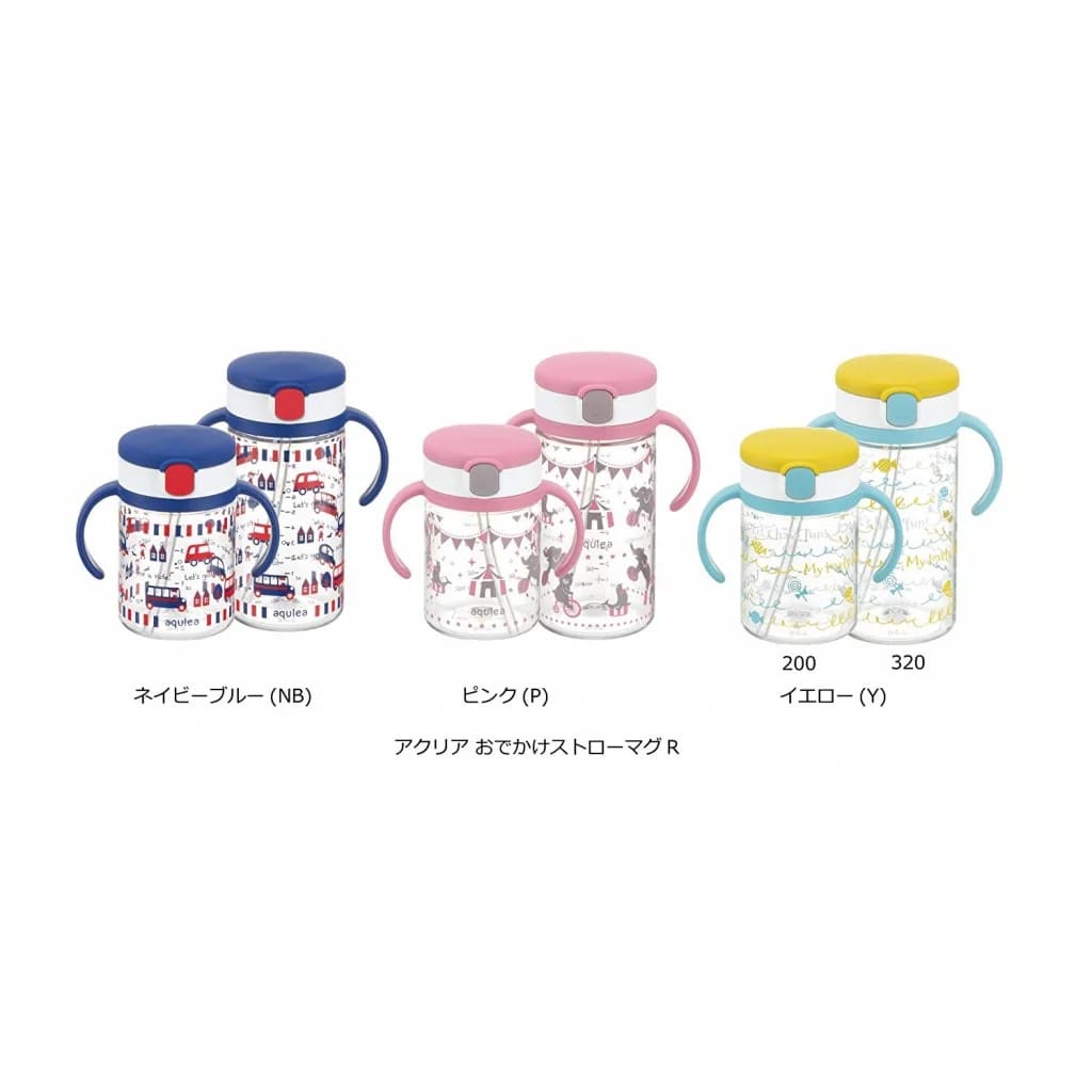 Richell Aqulea - Clear Straw Bottle Mug - Blue - Princess and the Pea