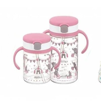 Richell Aqulea - Clear Straw Bottle Mug - Pink - Princess and the Pea