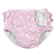 Ruffle Snap Reusable Absorbent Swimsuit Diaper-Light Pink Small Blossoms - Princess and the Pea