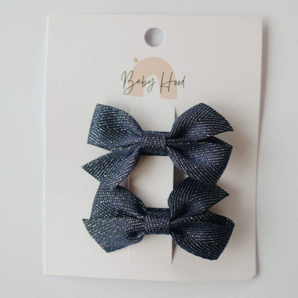 Silky Bow Duo - Navy - Princess and the Pea