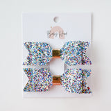 Sophia Classic Glitter Bow Hair Clip Set - Princess and the Pea