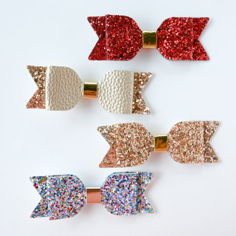 Sophia Classic Glitter Bow Hair Clip Set - Princess and the Pea