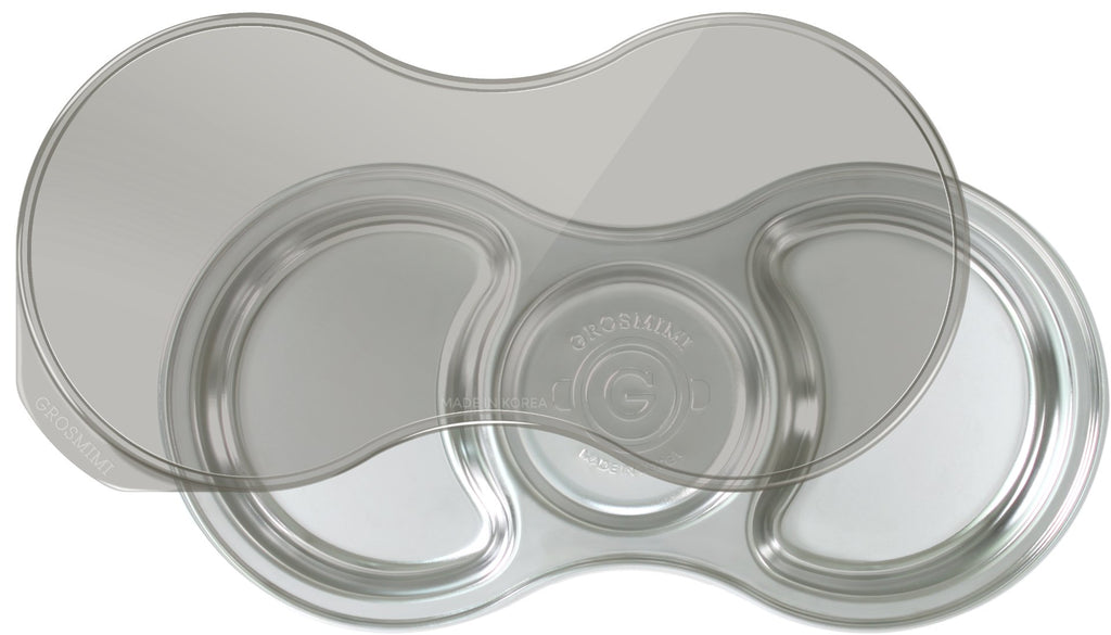 Stainless Steel Food Tray with 3 Comparment (include cover & silicone suction) - Princess and the Pea