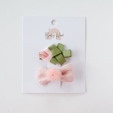 Vicki Petite Petals and Bow Baby Hair Clip Set - Princess and the Pea